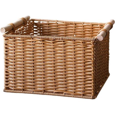 Panier de rangement tressé en imitation rotin grande capacité pour bureau (1/4)