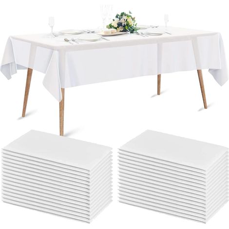 20PCS Nappes Jetables Imperméable, 140 x 200cm Nappes Imperméable en PEVE Jetables Rectangulaires Nappe Blanche Couverture de Table de Fête pour Pique-Nique Barbecue, Mariages, Banquet (1/5)