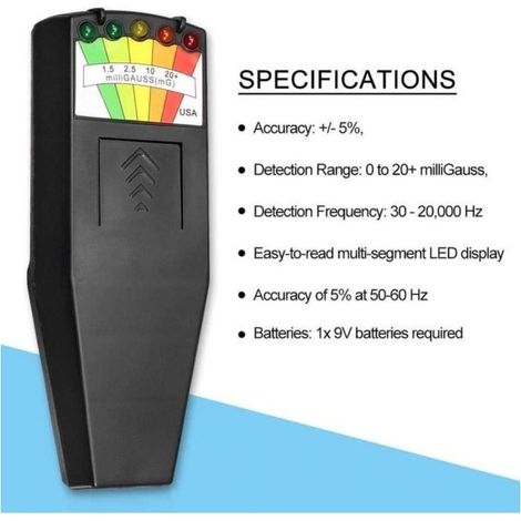 Détecteur de Rayonnement Électromagnétique - PourV - EMF Gauss Mètre - 5 LED - Portable - Numérique (1/3)