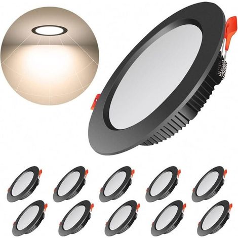 Lot de 10 Spot led Encastrable Noir Extra Plat,500LM 7W Rond Plafond Encastrés LED =50W Incandescence,Blanc Naturel 4000K,AC 220-240V,IP44,Spot Led Interieur Pour Bain,Cuisine,Salon,Couloir (1/5)