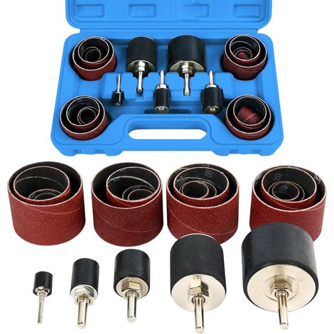 25pcs Tambour de Poncage, 80 et 120 Grain Manchon Abrasif pour Ponceuse, 1/8" et 1/4" Manchon Abrasif Tambour Poncage pour Perceuse, Outil pour Poncer le Bois, Ø12 18 23 31 50 mm (1/5)