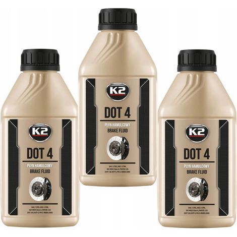 3 flacons de liquide de frein DOT-4 de 500 ml - Liquide de frein synthétique K2BF (1/3)