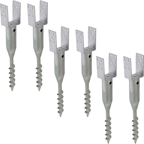 6x U-Profil Bodenhülse zum Einschrauben 9x9 cm 68,5 cm Länge feuerverzinkt für Vierkanthölzer 90 mm