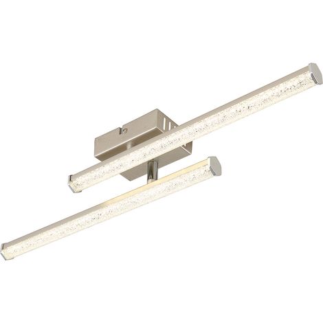 Plafoniera LED Plafoniera orientabile Lampada di cristallo Lampada da soggiorno, nichel cromo opaco trasparente, 12W 1000Lm bianco neutro, LxLxH 50x7x8,4 cm
