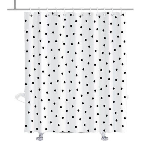 Bardusch-Rideau De Douche À Pois Noir Et Blanc Petit Cercle Rideaux De Bain Décor Ensembles Oeillet avec Crochets 180X180cm (1/5)