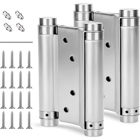 1 Pair (2pcs) Heavy Door Hinge, Stainless Steel Spring Hinges, Saloon Door Hinges, Swing Door Hinge for Saloon Cafe Bar Double Door (100mm) (1/5)