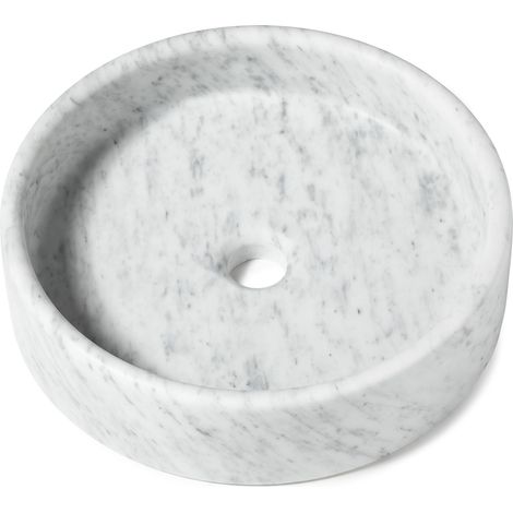 Vasque à poser ronde véritable Marbre - 40x10 cm - Blanc (1/3)