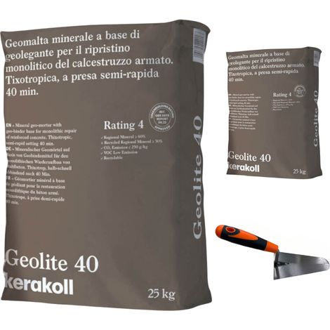 Geomalta minerale tixotropica 2 sacchi da 25 kg cazzuola punta tonda 16 cm (1/5)