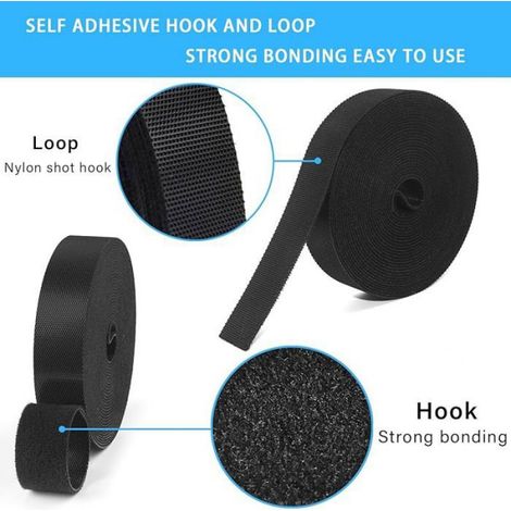 5M×20MM Attache Cable Reutilisables Nylon,Bande Scratch Serre Cable Noir Sangle Velo,Rouleau Scratch Pour Rangement 5m x 2cm TUTEUR (1/5)