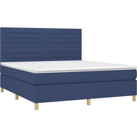 Sommier à lattes de lit avec matelas Bleu 180x200 cm Tissu vidaXL (1/5)