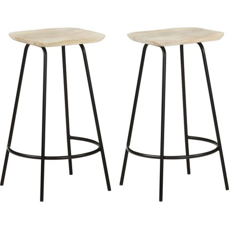 Lot de 2 Tabourets de bar,Chaises hautes de bar luxueuses bois de manguier massif -63713 (1/5)