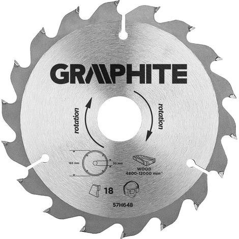 Lama per sega circolare Graphite 57h648 165 mm 18 denti carburo