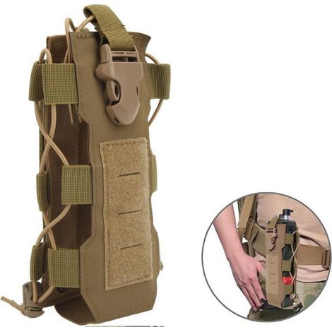 Porte-Gourde Vélo Ajustable En Nylon Imperméable, 22x11x6 cm, Pochette Sac À Dos Randonnée Camping Kaki