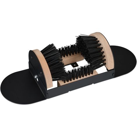 Relaxdays Gratte-pieds avec brosses sur 3 côtés, paillasson extérieur, poils résistants, fixation au sol, noir/nature (1/5)