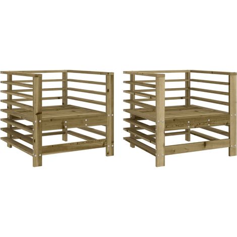 vidaXL Sedie da Giardino 2 pz in Legno di Pino Impregnato