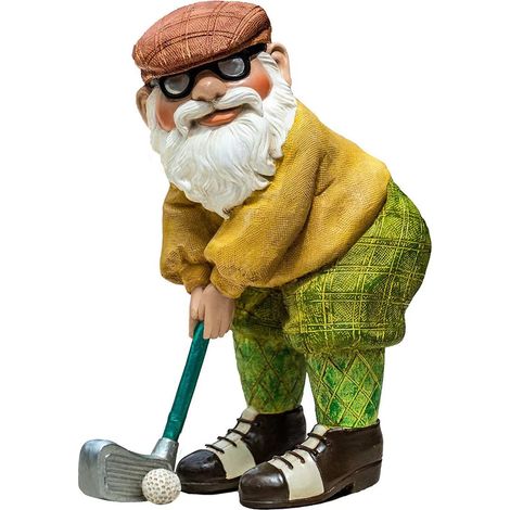 Figurine de gnome de jardin golfeur d'extérieur, gnome de jardin de golf amusant
