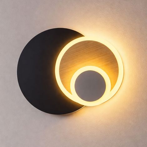 Wandleuchte Wandlampe Flurleuchte schwarz matt Holzoptik LED L 30 cm