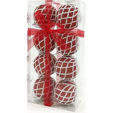 Palline rosse bianca per albero di natale da addobbi decorazioni 6CM PEZZI 12 (1/5)