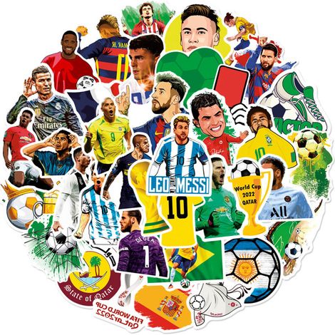 Lot de 50 autocollants graffitis représentant des étoiles de football pour ordinateur portable, skateboard (1/5)