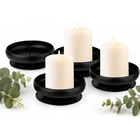 bougeoirs noirs en métal de 9,5 cm avec mandrin de support (1/5)
