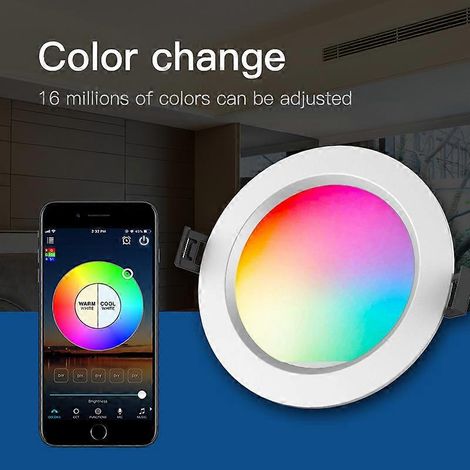 Spot encastrable intelligent Bluetooth 9W à mailles, RGB, gradation garantie, contrôle par application, compatible avec Alexa et Google Home.