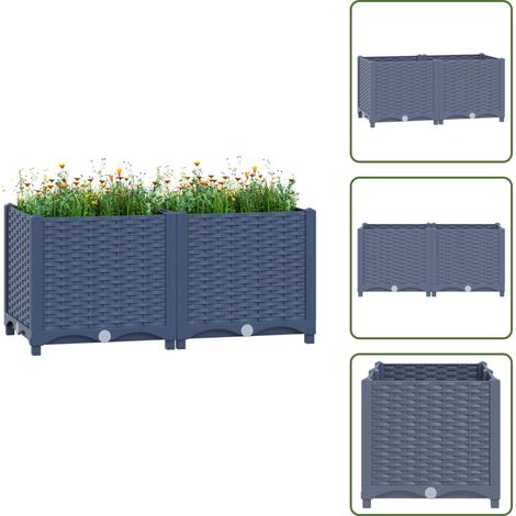 Lit surélevé 80x40x38 cm Polypropylène - Jardinière - Bac De Culture - Pots De Fleurs - Décoration Extérieur - Jardin Vertical (1/5)