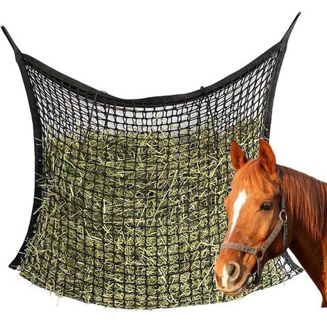 Filet à foin pour chevaux, râtelier à foin de luxe 160 x 100 cm, râtelier à foin robuste, sac à foin suspendu (1/5)
