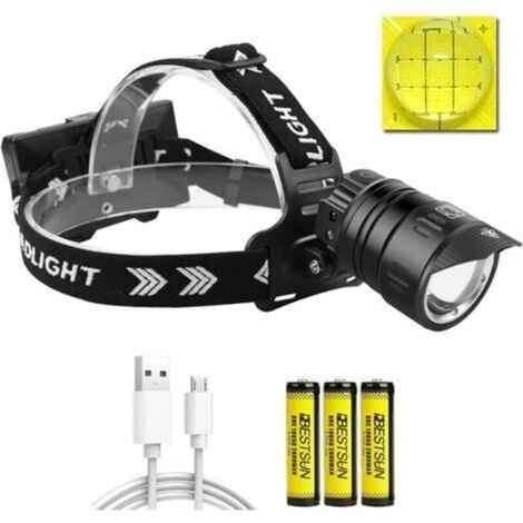 Lampe Frontale Super Brillante 10000 Lumens, Lampe frontale XHP90.2 Rechargeable USB avec Capteur de Mouvement, 3 Modes D'éclairage, Zoomable pour Chasse, Camping, Pêche, Randonnée (1/4)