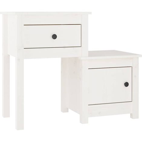 Maison Exclusive - Nachttisch Weiß 79,5x38x65,5 cm Massivholz Kie (1/5)