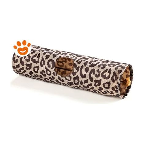 Leopet Tunnel Leopardato per Gatto con Pallina in Peluche - Confezione 1 Pezzo -