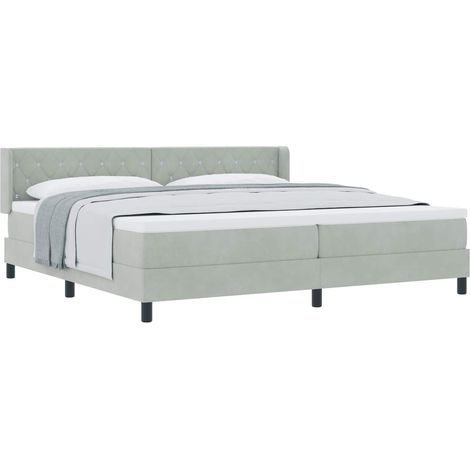 Maison Exclusive - Lit à ressorts avec tête de lit Gris clair 200 x 200 cm Velours (1/5)