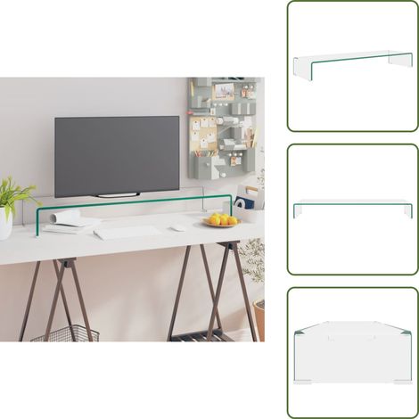 Meuble TV/pour moniteur 100x30x13 cm verre transparent - Support Tv - Meuble Tv - Stand Tv - Écran Plat - Télévision (1/5)
