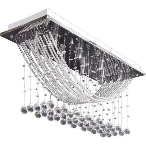 Plafoniera dal design moderno con perline di cristallo 70 x 25 x 29 cm metallo bianco 020046253