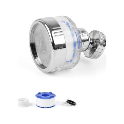 Filtre anti calcaire, filtre de robinet en coton PP rotatif à 360 ° en acier inoxydable, élément filtrant de 4 cm, filtre de robinet pour robinets, baignoires et pommes de douche