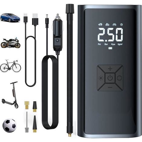 Compresseur à air portatif - MARSEE - Mini Pompe 6000mAh - Gonflage 150PSI - Rechargeable USB - Écran LCD (1/4)