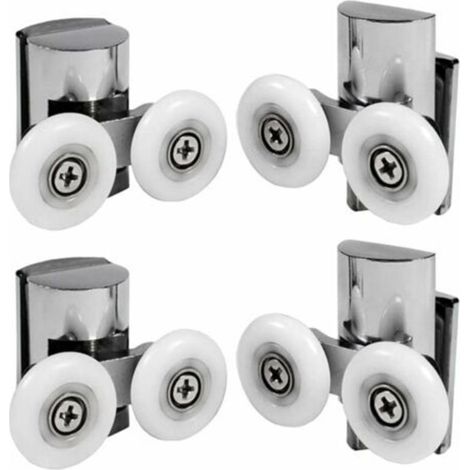 ALLIANDISLot de 4 Roulette Porte Douche Double 23mm Rouleau pour Coulissante Porte Douche (1/4)