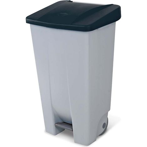 helit h2405595, tretabfallbehälter avec roulettes, 120 l, gris/noir (1/3)
