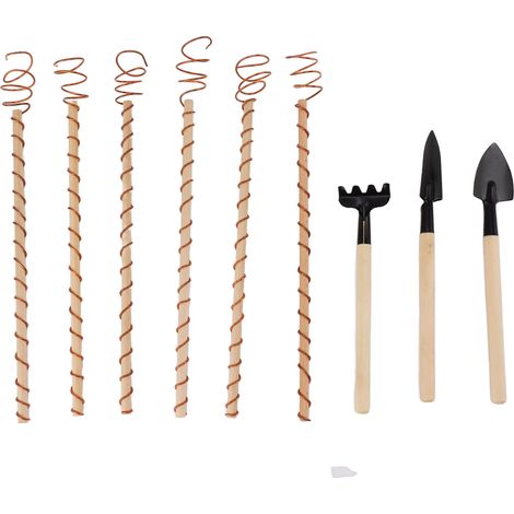 6 Pièces Piquets Électroculture 10 Pouces en Bois Naturel avec Bobine de Cuivre Antennes Jardin pour Légumes et Plantes (1/3)