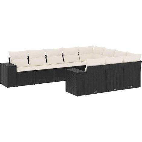 Maison Exclusive - Set de sofás de jardín 10 pzas cojines ratán s (1/5)