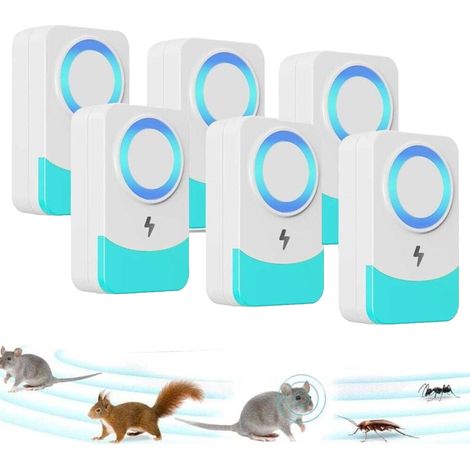 Lot de 6 répulsifs à ultrasons pour souris, changement de fréquence 60/s, adaptés à des occasions polyvalentes, pour prévenir les rats, les souris, les fourmis, les cafards (1/4)