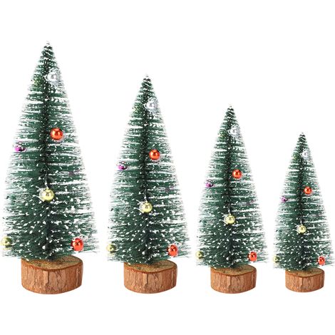 Mini arbres de noël artificiels, 6 pièces, avec Base en bois, table pour magasin à domicile, hauteur de 25cm (1/5)