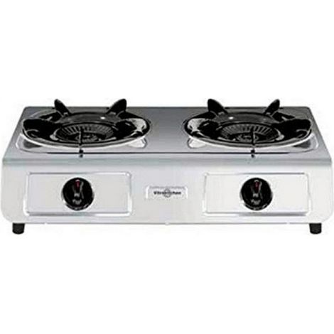 Réchaud à gaz 2 feux butane – Contrôle plaque tournante – Dimensions 37 x 56 x 12 cm – Pour cuisine professionnelle – Vitrokitchen - 260IB