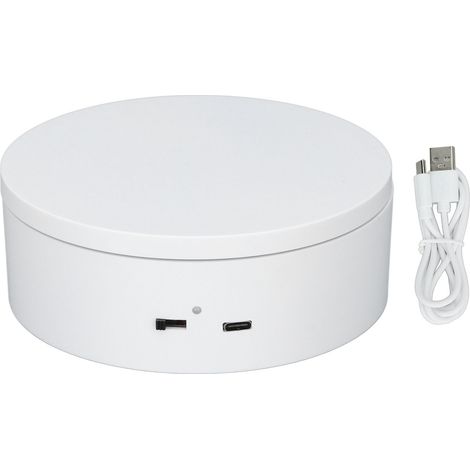 Plateau tournant blanc automatique à affichage rotatif à 360 °, support électrique porteur de charge de 3KG pour magasin, diamètre 13cm/5 pouces (1/5)