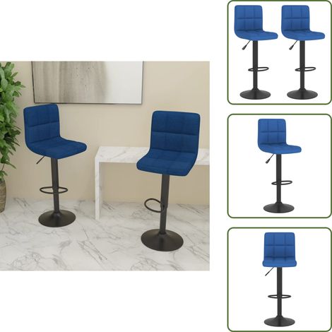 Barhocker 2 Stk. Blau Stoff - Barhocker - Tresenhocker - Thekenhocker - Barstuhl