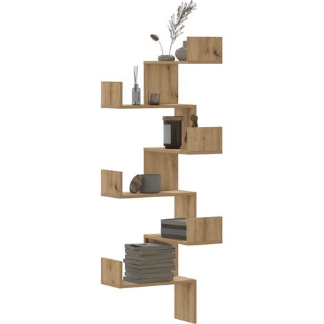 vidaXL Wall Corner Shelf Artisian Oak 45x45x147 cm Engineered Wood