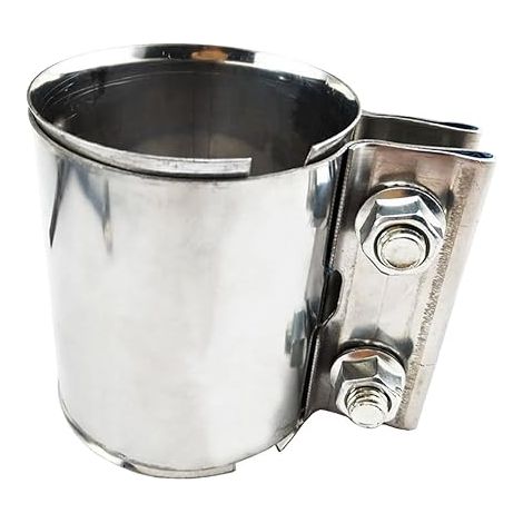 Connecteur de Tuyau Collier D'échappement 63mm Bande Tuyau D'échappement Acier Inoxydable Collier de Serrage Double D'échappement Manchon Raccord Longueur 87mm (1/5)