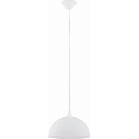 Alfa ALBERT Classic White Pendant Light, 30cm Milky Glass Shade, 1x E27 (max 15W), Adjustable 90cm Drop Ceiling Hanging Lamp, Dimmable with Bulb, for Dining, Living & Bedroom (1/2)