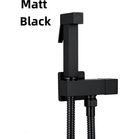(Noir mat B) Ensemble de douchette bidet portable en laiton doré rose brossé avec jet haute tension et robinet spécial pour toilettes et salle de bain (1/5)