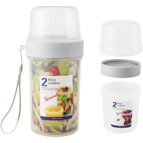 BUNTHAUS PA 2 boîtes de rangement à double couche, boîtes scellées pour salade de yaourt, boîtes pour aliments pour bébé (1/4)