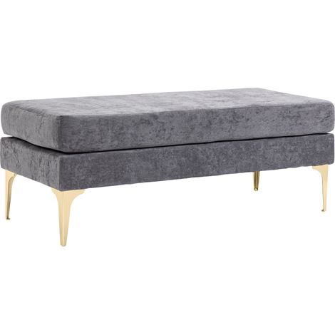 Panca Fondo Letto a 2 Strati, Panca Camera da Letto in Tessuto Effetto Velluto e Acciaio, 121x50.5x46.5 cm, Grigio Scuro e Oro